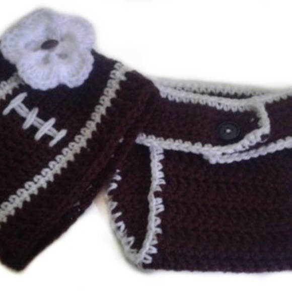 Baby Girl Football Adjustable Diaper & Beanie Set